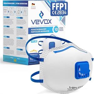 VEVOX® Mascherine FFP1 - scatola da 5, 10, 20 o 5000 - con guarnizione comfort light - mascherina FFP1 - maschera filtrante respiratoria FFP 1 con valvola - certificata CE per la massima protezione