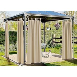 BIANCHERIAWEB Tenda Gazebo 160x270 per Esterno Passanti con Bottoni Tinta Unita Ideale per Giardino Terrazzo Springfield Colore Panna