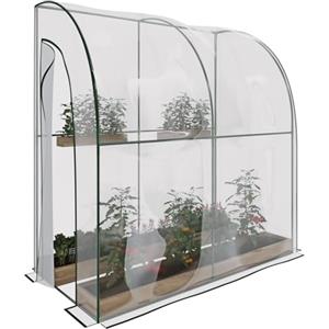 BRICOZONE Serra Da Parete 200x100x215 Cm Struttura Acciaio Telo PVC Trasparente Anti UV Doppia Porta Avvolgibile Con Cerniera Per Giardino Balcone Orto Protezione Piante Da Gelo Pioggia E Parassiti