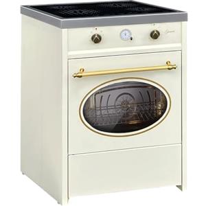 GURARI Retro Cucina a induzione GCH E 612 CR r Elettrica Cucina a Libera Installazione 60 cm Crema | Forno 8 funzioni | Piano Cottura in Vetroceramica a 4 Zone, Classe Energetica A, Design Vintage