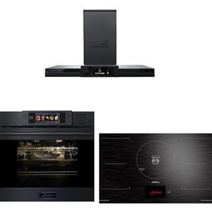 Kaiser EH 6341 - Forno a vapore elettrico da incasso, colore: grigio grafite opaco Moire 86 L TFT Cottura + KCT 6140 FI, 4 zone di cottura a induzione (Booster) + cappa aspirante AT9342 90 cm
