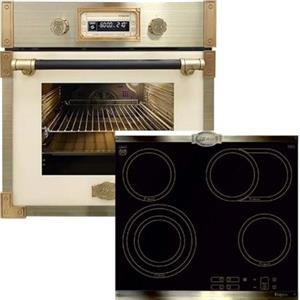 Kaiser Forno a pirolisi EH 6427 ElfAD + KCT 6385 Em", in vetro a pirolisi retrò da incasso, 73 l, colore elfebe, 60 cm, esclusivo piano cottura in vetroceramica High Light da 60 cm