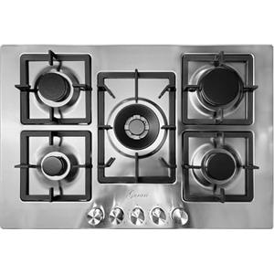 Gurari FQ755VTGC Piano Cottura a Gas 75 cm da Incasso | 5 Fuochi con Wok Centrale da 4,0 kW | Acciaio Inox | Griglie in Ghisa | Design Europeo | gas naturale, FL.Gas