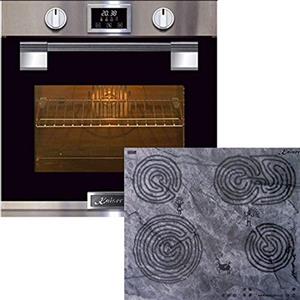 Kaiser Set forno Kaiser EH 6337 Pyrolisi Forno autopulente a incasso elettrico 79 l, in acciaio INOX 11 funzioni + Kaiser KCT 6715 F piano cottura in vetro ceramica incasso