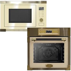 Kaiser EH 6726 ElfAD - Forno da incasso retrò, 80 l, Kaiser EM 2545 Elf AD da incasso, multifunzione, forno a microonde, vetro avorio, 25 l