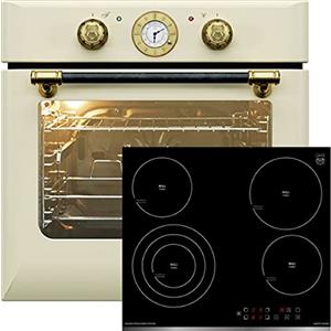 Kaiser Set di stufa Autark EH 6432 ElfBE Eco+KCT 6703 F/3, forno da incasso retrò, elettrico, spiedino, 10 funzioni+Kaiser KCT 6703, 60 cm, fornello Hi-light, piano cottura senza cornice