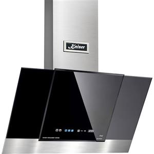 Kaiser at 8438 F Eco Esclusiva Cappa Aspirante 80 cm Kopffrei con Parete in Acciaio Inox, Vetro Nero, Motore da 910 m³/h, TouchControl a 3 Livelli, Display LED, Timer, Filtro a Carbone Attivo