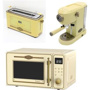 Kaiser Empire M 2530 Elfem - Forno a microonde 25 l, con griglia ad aria calda, 25 funzioni + tostapane retrò T 4000 Elfem, 6 livelli di tostapane + macchina da caffè Kaiser KA 2005 ElfEm Empire