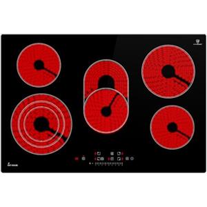 KKT KOLBE Piano Cottura Elettrico 80 cm | 8,7 kW | 5 zone di cottura | 9 livelli di potenza | zona di cottura triplice | doppia zona di cottura ovale | CH7705RL
