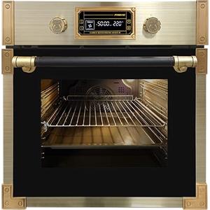 Kaiser EH 6427 AD - Forno elettrico da incasso a pirolisi, 60 cm, 73 l, vetro nero, pietra per pizza, griglia a infrarossi, sistema ad aria calda