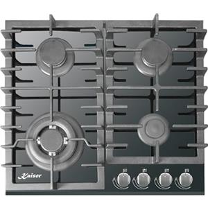 Kaiser KCG 6383 + tubo di cottura a gas 60 cm, piano cottura a gas autosufficiente, piano cottura a gas su vetro nero, piano cottura a gas, 3,8 kW wok con adattatore, 4 luci, gas naturale, Fl.Gas
