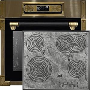 Kaiser Set EH 6726 AD + KCT 6715 F Ära, Retro forno da incasso 80L, Set forno elettrico + esclusivo piano cottura in vetroceramica da incasso 60 cm, Quick Heat