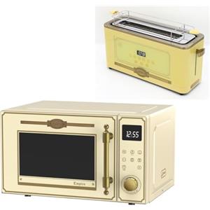 Kaiser Empire M 2530 Elfem - Forno a microonde da 25 l, con griglia ad aria calda, 25 funzioni + tostapane retrò T 4000 Elfem, 6 livelli di tostapane, funzione scongelamento, funzione di