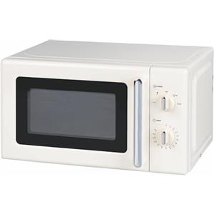 EMPOTEC Forno Microonde Stile Vintage Retrò in Acciaio Laminato e Vetro Temperato 22 Litri 700W 5 Programmi con Scongelamento Led Interno Timer Sonoro 44x38x26cm (Avorio)