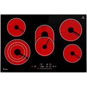 KKT KOLBE Piano Cottura Elettrico 80 cm / 8,7 kW / 5 zone di cottura / 9 livelli di potenza/zona di cottura triplice/doppia zona di cottura ovale / CH7705AL