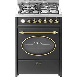 GURARI Cucina a gas multifunzione, Libera installazione, Ghisa, 4 bruciatori, 49 litri, Grill a gas, Spiedo rotante, Riscaldamento inferiore, Gas Naturale/Propano