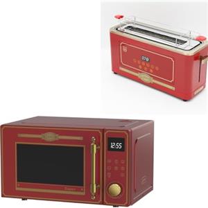 Kaiser Empire M 2530 RotEm - Forno a microonde da 25 l, con griglia ad aria calda, 25 funzioni + tostapane retrò T 4000, colore: Rosso