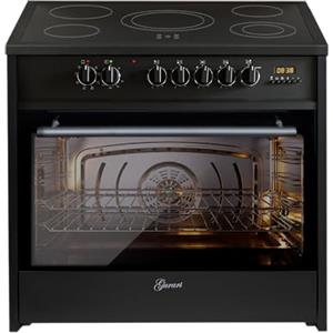 GURARI Cucina Elettrica GCH E 912 BL Cucina 90 cm a Libera Installazione in Nero con Grande Forno XXL - 121 L | Piano Cottura in Vetroceramica a 5 Zone Hi-Light, Classe Energetica A, Design - Moderno