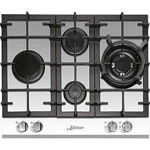 Kaiser KCG 6394w Romb/piano cottura a gas, 60 cm, Autark, piano cottura a gas su vetro bianco, piano cottura a gas da incasso, 4 fornelli di alta qualità, 3,8 kW, bruciatore WOK, gas naturale,gas
