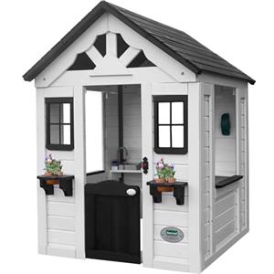 Backyard Discovery Sweetwater - Casetta per bambino in legno | Resistenti alle intemperie, Casette in legno per esterni | Grigia e bianca
