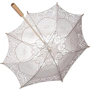 Miskall Ombrello in pizzo, Ombrello in pizzo da sposa Ombrellone Ombrelloni per feste da sposa Decorazione per foto(L-Crema)