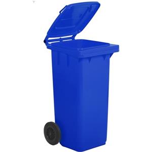 Mobil Plastic Bidone Carrellato Blu 120L con Coperchio e Ruote - Resistente e Certificato
