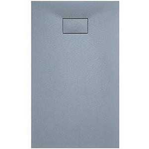 Bricozone Piatto Doccia Arredo Bagno In Resina Effetto Pietra Stone Ardesia Spessore 2.6 Cm Antiscivolo Filopavimento Riducibile Indistruttibile Con Griglia Di Copertura Grigio (80 x 100 Cm)