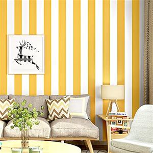 HimYKEA Rotolo di carta da parati moderno minimalista in tessuto non tessuto a righe verticali per soggiorno camera da letto rotolo di carta da parati non incollata bianco giallo 4,5 cm L x 91,5 cm L