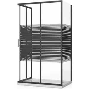 ZIK - Box Doccia 80x120x80 Angolare 3 Lati Nero (Altezza 190) Cabina Doccia Completa in Vetro Temperato 6mm Reversibile, Box Doccia Completo con Porta Scorrevole, Tutti i Componenti sono Inclusi