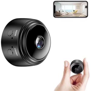 Aderpmin Secret Scope - Mini telecamera di sicurezza wireless Wifi 1080p HD, mini monitor senza fili con funzione di visione notturna, registrazione in tempo reale, telecamera di sorveglianza per esterni (nero