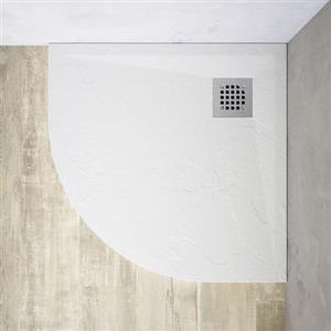 Parama Piatto Doccia Semicircolare in Marmoresina Bianco Antiscivolo Effetto Pietra con Griglia Copripiletta h3cm (Bianco, 90x90)