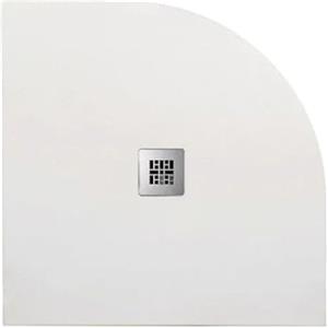 Barbottina Piatto doccia semicircolare in marmoresina bianco modello stone free, effetto pietra naturale, altezza 2,8 cm, dimensione 90x90 cm