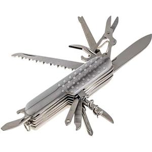 Generico Coltello Coltellino Svizzero Multiuso 11-in-1 con mini torcia LED e bussola Coltellino Multiuso Tascabile per Il Campeggio, Escursioni e Emergenza