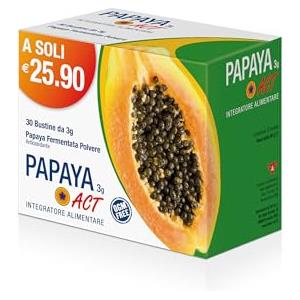 linea ACT Papaya Act, Integratore Alimentare in Polvere a base di 100% Papaya Fermentata in polvere di origine biologica e senza OGM - 1 Confezione da 30 bustine