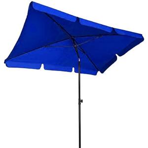 Bricozone Ombrellone da Giardino Rettangolare Inclinazione Regolabile Parasole AntiUV Palo Centrale in Alluminio Balcone Terrazzo Mare Spiaggia Piscina Impermeabile Ombreggiante 198 x 125 cm (Blu)