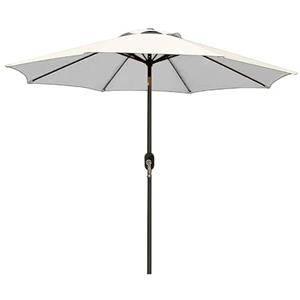 Bricozone Ombrellone da Giardino Spiaggia Air-Vent Antivento Portatile Mare Protezione Anti UV Parasole a Manovella per Esterni Terrazza Balcone Impermeabile Inclinabile in Alluminio 2.7 M Bianco