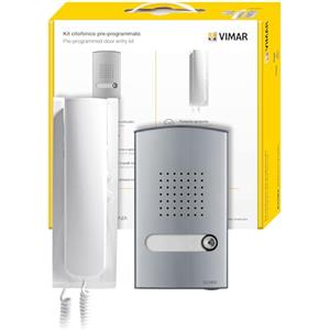 Vimar K8879.E Kit citofono 2 fili Plus contiene: unità audio, Placca audio monofamiliare, citofono cornetta con 2 pulsanti, alimentatore