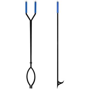 Uten set di pinze per camino, include 39.4"/100cm gancio & 37.6"/99.5cm una pinza, Accessori per camino grandi e resistenti, un utile assistente da camino, adatto per caminetti da interno e falò da ca