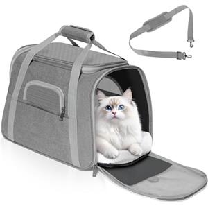 Romon Trasportino per Cani e Gatti, Gatto Portabile e Pieghevole Cane Cat Animali Domestici Zaino Morbido e Traspirante Cane Taglia Piccola Borsa Accessori Viaggio Auto Con Tracolla Imbottito,Grigio