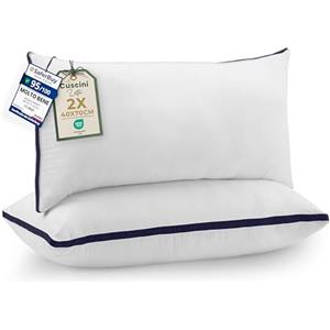 Utopia Bedding Cuscini Letto (Set di 2), 40 x 70 cm Guanciali Letto Coppia, Tessuto spazzolato con Fibra di Poliestere 3D, Morbida e Traspirante Cuscini (Blu Marino)