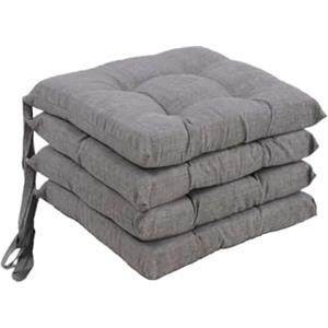 Corredocasa Set di 4 Cuscini per Sedia con Lacci a 4 Punti, Imbottiti e Rivestiti in Policotone - Design Confortevole, Made in Italy, Disponibili in Diversi Colori per Cucina Casa (Grigio)