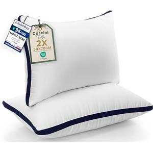 Utopia Bedding Cuscini Letto, Guanciali Letto Coppia, Esterno in Misto Cotone con Fibra di Poliestere 3D, Morbida e Traspirante Cuscini (2, Blu Marino, 50x70 cm)