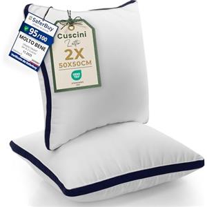 Utopia Bedding Cuscini Letto (Set di 2), 50 x 50 cm Guanciali Letto Coppia, Tessuto spazzolato con Fibra di Poliestere 3D, Morbida e Traspirante Cuscini (Blu Marino)