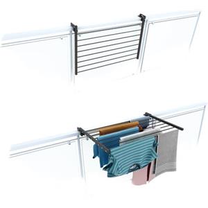 foxydry Stendino da Balcone Ribaltabile, Stendibiancheria da Ringhiera Esterno Resistente in Acciaio inox e alluminio Duo, per terrazzi, balconi e ringhiere - Lunghezza 82 cm (Antracite, 82 cm)
