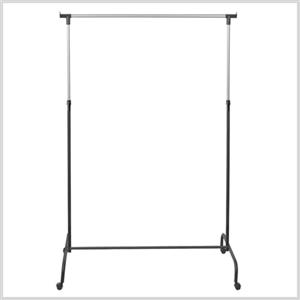 EMPOTEC Appendiabiti Estendibile con Ruote, Metallo Cromato e Nero, 100-146 cm Regolabile in Altezza, con Autobloccaggio