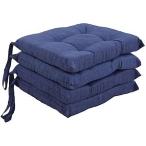 Corredocasa Set di 4 Cuscini per Sedia con Lacci a 4 Punti, Imbottiti e Rivestiti in Policotone - Design Confortevole, Made in Italy, Disponibili in Diversi Colori per Cucina Casa (Blu)