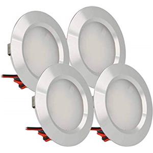 LEDLUX 4 Pezzi Mini Faretto Led Da Incasso Rotondo Slim 3W DC 12V 24V Foro 50mm Per Luci Cucina Bagno Camper (Argento, 3000K)