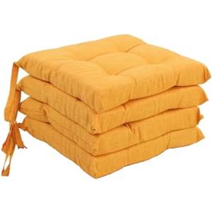 Corredocasa Set di 4 Cuscini per Sedia con Lacci a 4 Punti, Imbottiti e Rivestiti in Policotone - Design Confortevole, Made in Italy, Disponibili in Diversi Colori per Cucina Casa (Giallo)