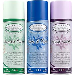 HygienFresh Deodorante spray salvatessuti mangiaodori HYGIEN FRESH® 3 bombolette: Note di Pulito/Muschio Bianco/Orchidea Selvatica