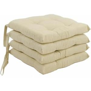Corredocasa Set di 4 Cuscini per Sedia con Lacci a 4 Punti, Imbottiti e Rivestiti in Policotone - Design Confortevole, Made in Italy, Disponibili in Diversi Colori per Cucina Casa (Beige)